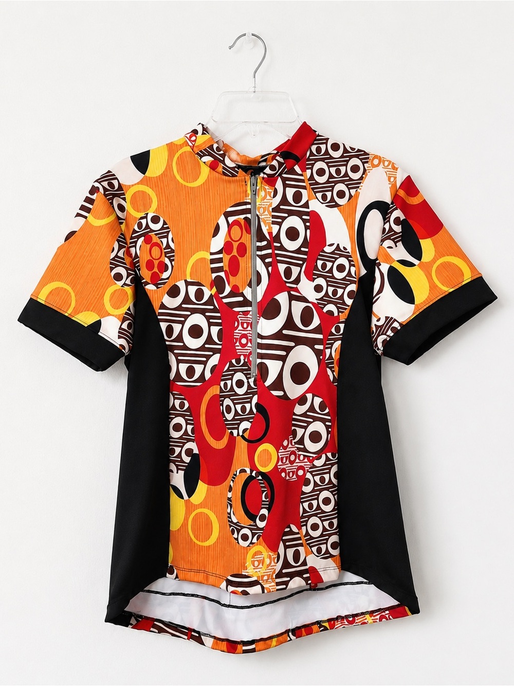 Sheila Moon Sahara Cycling Jersey Retro Geometric Print 1/4 Zip Made in SF Sz M